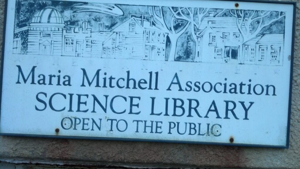 Maria Mitchell Science Library door sign.